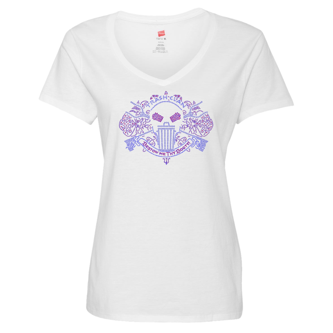 2026 Trash Clan Ladies Full Bling V-Neck Celtic Logo Short Sleeve T-Shirt