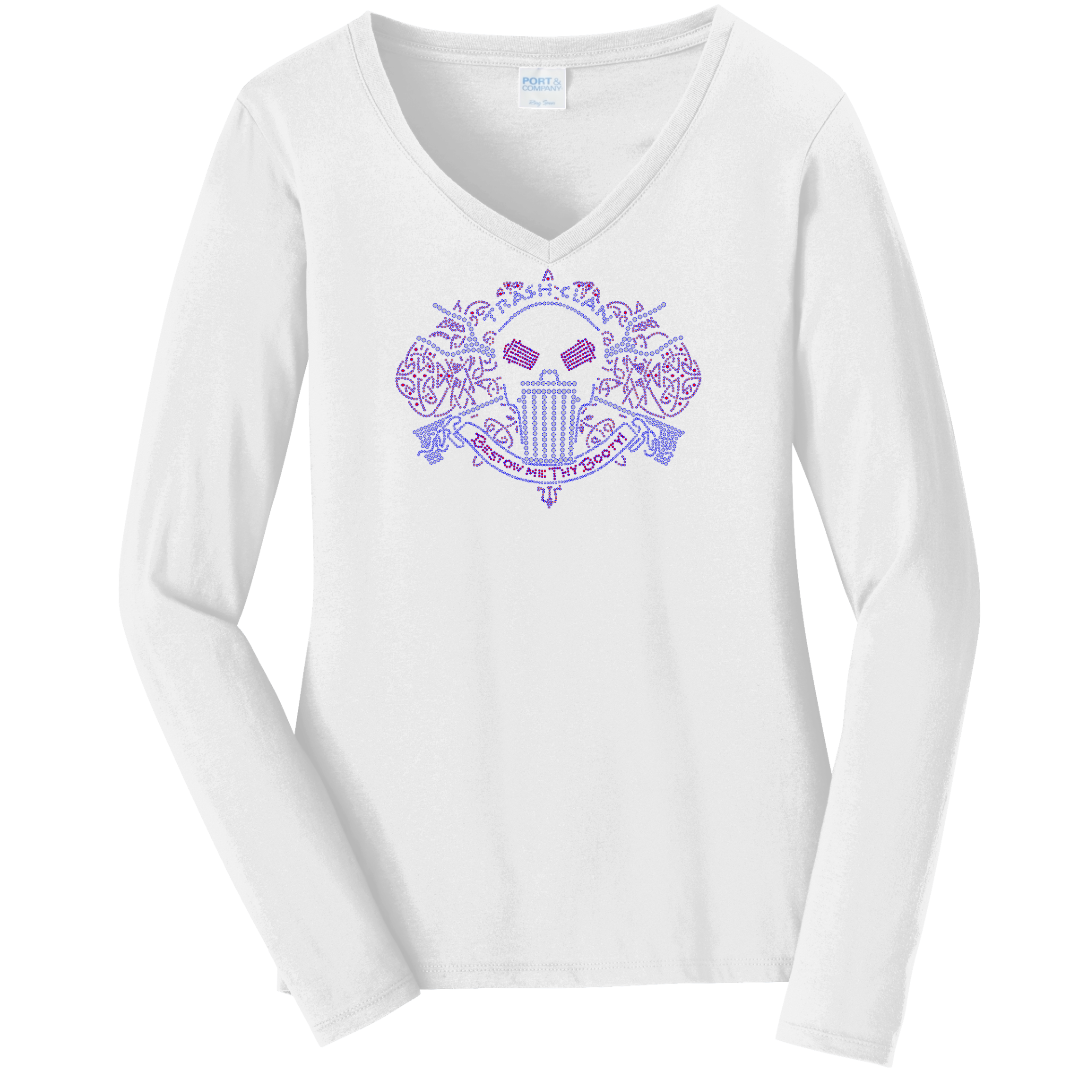 2026 Trash Clan Full Bling Celtic Ladies V-Neck Long Sleeve T-Shirt