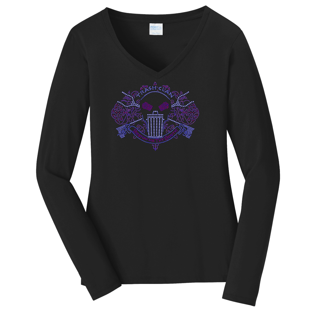 2026 Trash Clan Full Bling Celtic Ladies V-Neck Long Sleeve T-Shirt