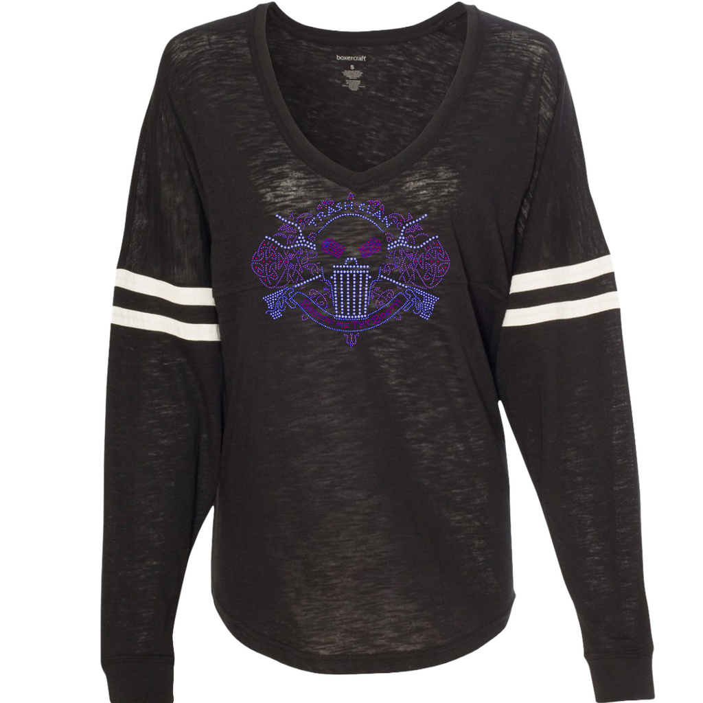 2026 Trash Clan Full Bling Celtic Women’s Jersey Varsitee V-Neck Long Sleeve T-Shirt