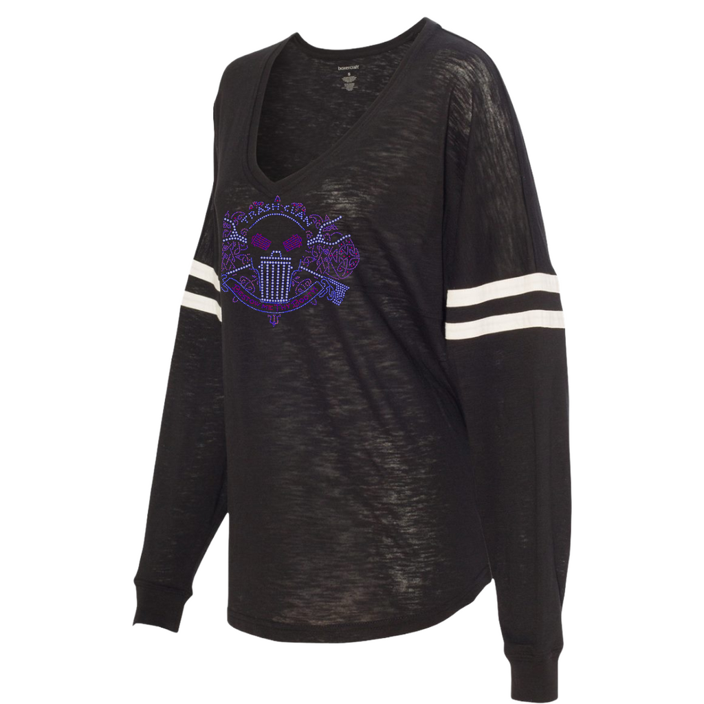 2026 Trash Clan Full Bling Celtic Women’s Jersey Varsitee V-Neck Long Sleeve T-Shirt