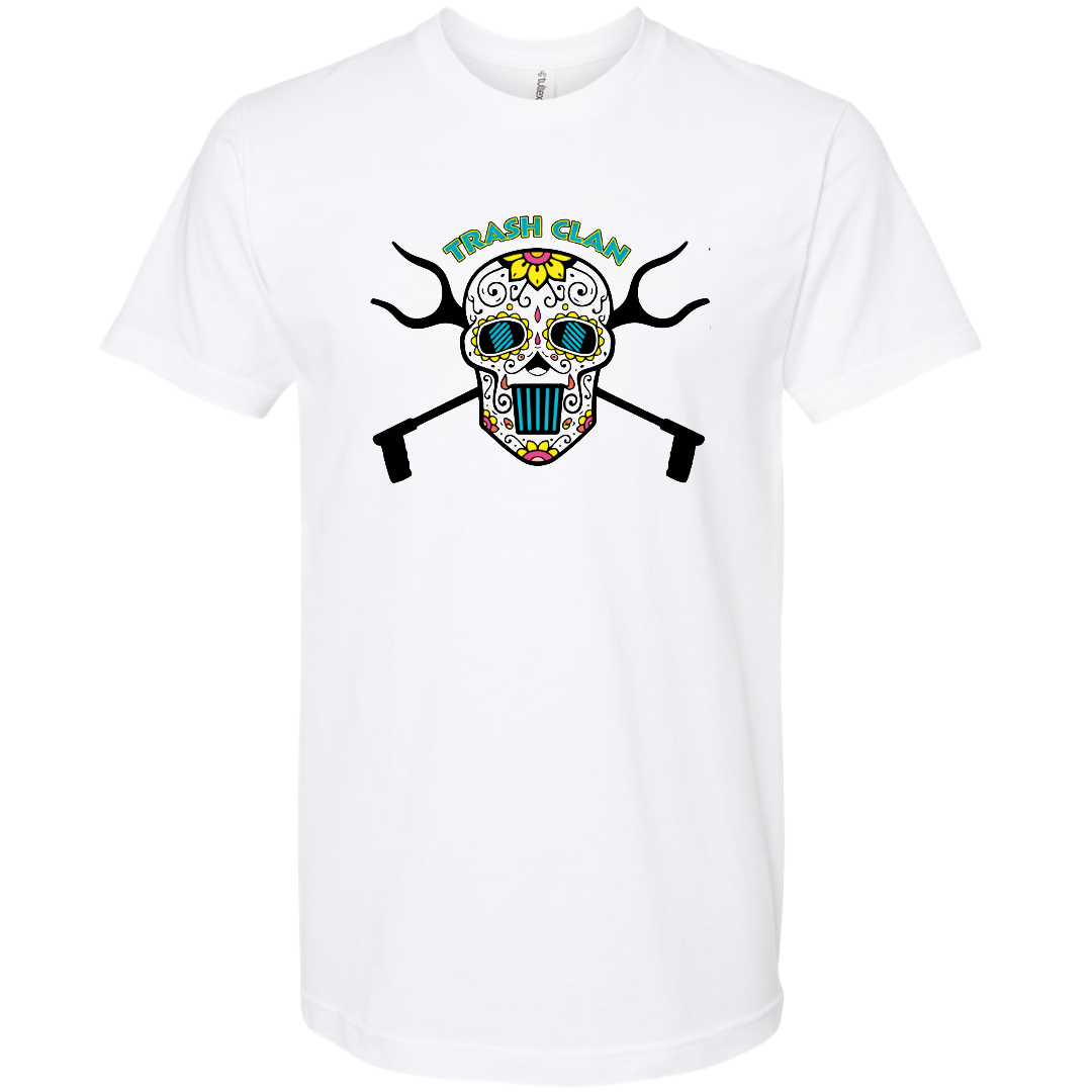 Trash Clan Sugar Skull Unisex Fine Jersey Short Sleeve T-Shirt - "Accent Bling"