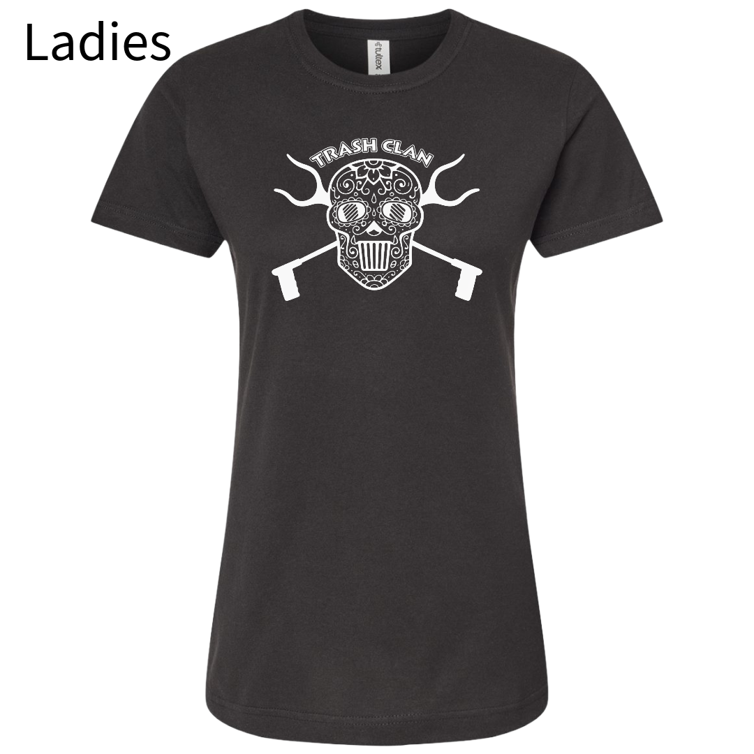 Trash Clan Sugar Skull Women's Classic Fit Fine Jersey Short Sleeve T-Shirt - "Accent Bling"