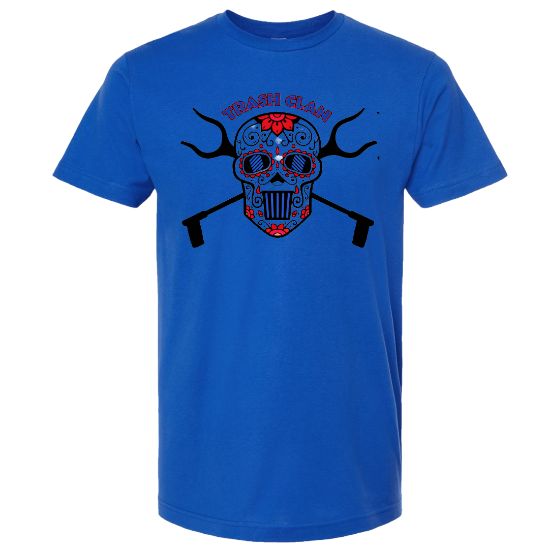 Trash Clan Sugar Skull Unisex Fine Jersey Short Sleeve T-Shirt - "Accent Bling"