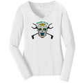 Trash Clan Sugar Skull Ladies V-Neck Long Sleeve T-Shirt