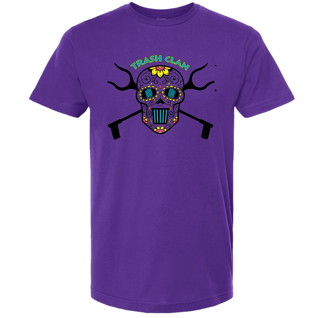 Trash Clan Sugar Skull Unisex Fine Jersey Short Sleeve T-Shirt - "Accent Bling"