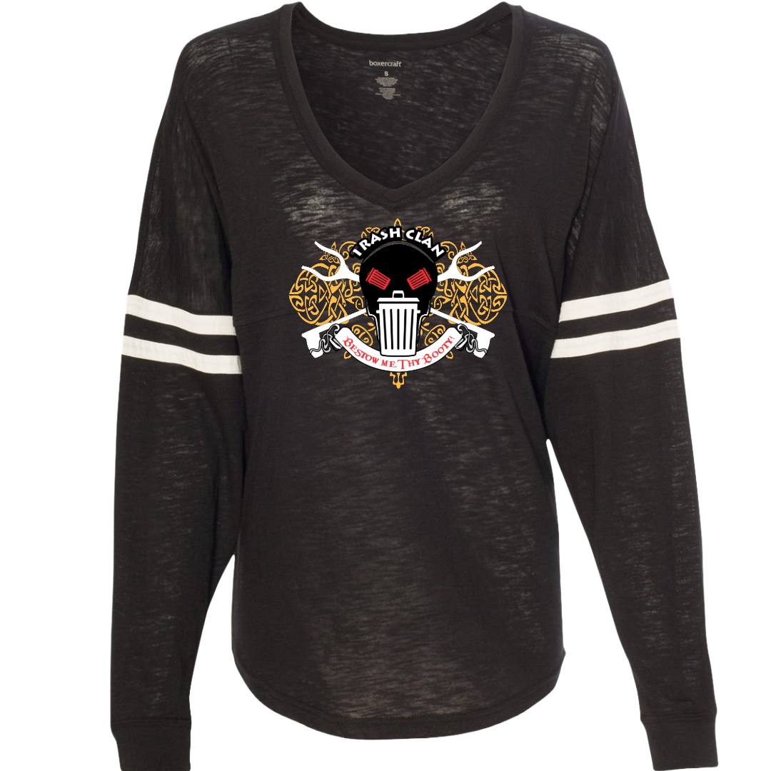 2026 Trash Clan Celtic Women’s Jersey Varsitee V-Neck Long Sleeve T-Shirt