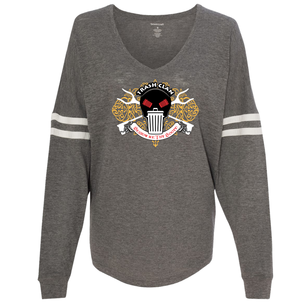 2026 Trash Clan Celtic Women’s Jersey Varsitee V-Neck Long Sleeve T-Shirt