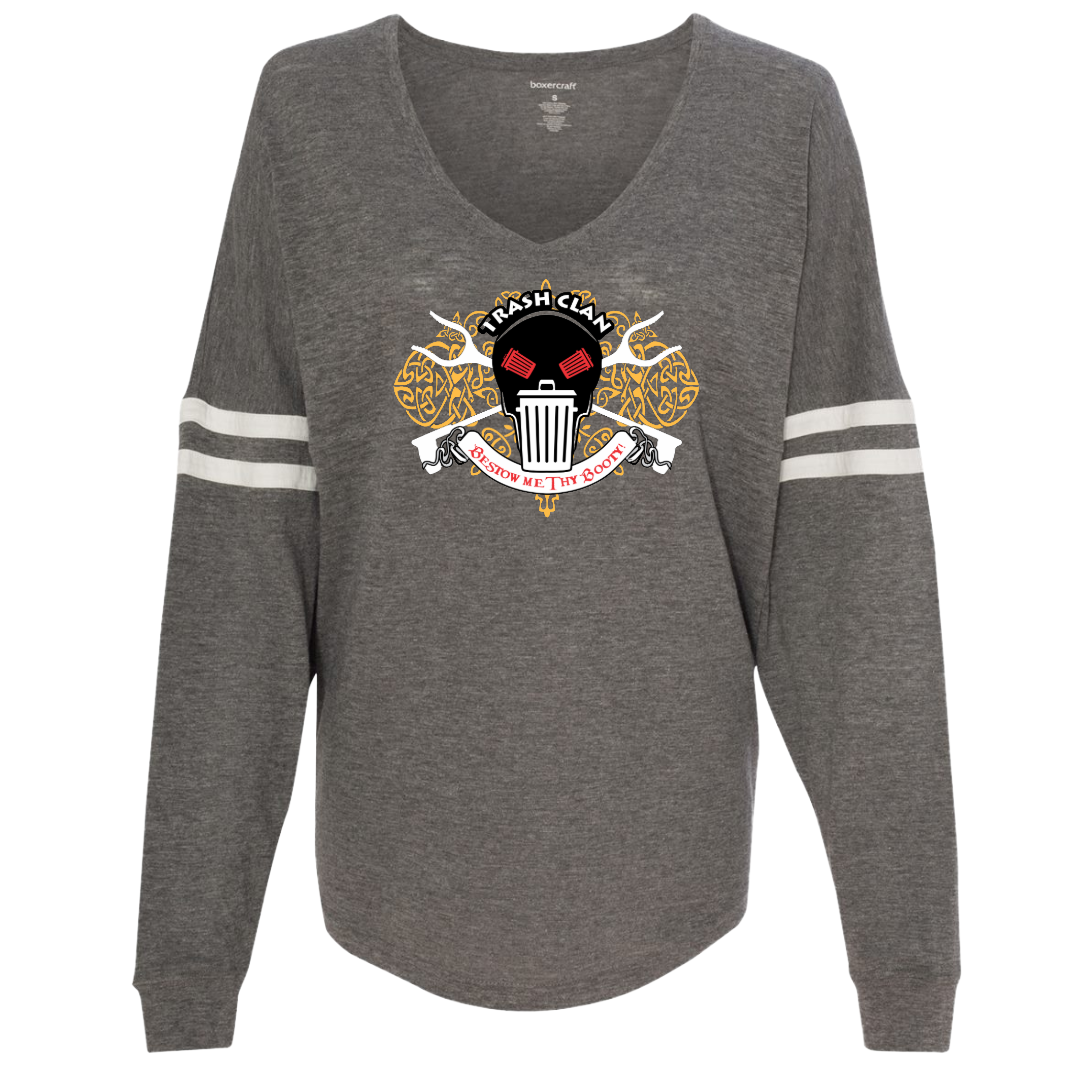 2026 Trash Clan Celtic Women’s Jersey Varsitee V-Neck Long Sleeve T-Shirt