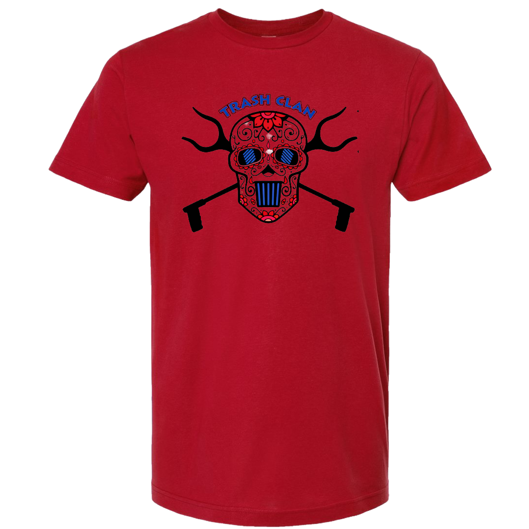 Trash Clan Sugar Skull Unisex Fine Jersey Short Sleeve T-Shirt  - "Accent Bling"