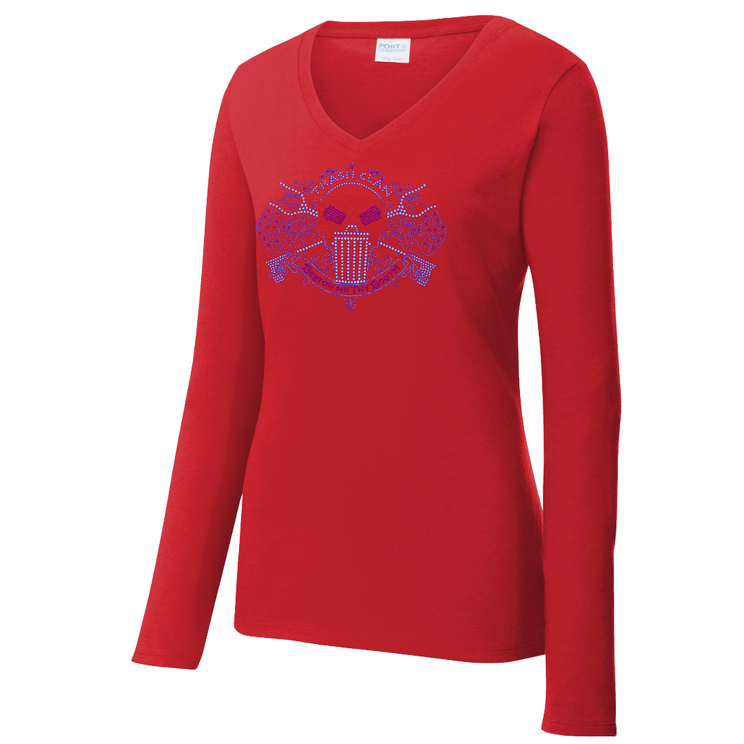 2026 Trash Clan Full Bling Celtic Ladies V-Neck Long Sleeve T-Shirt